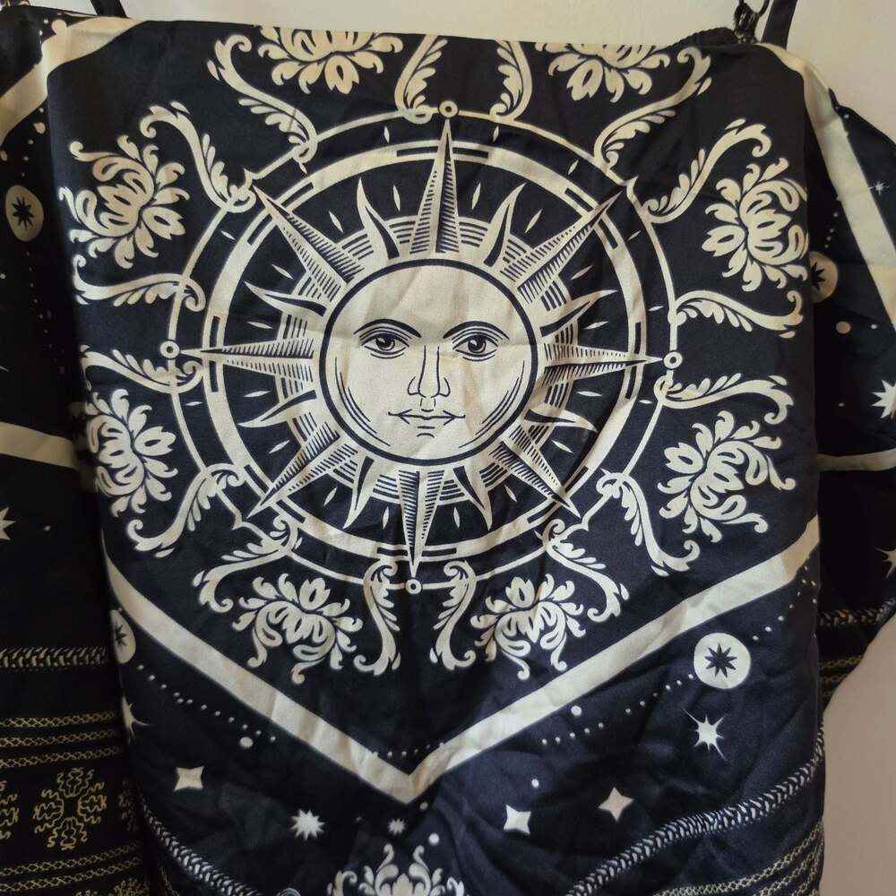 Forever 21 XL Celestial Sun Scarf Print Cami Top Whimsigoth Boho NWT Black - Picture 2 of 9